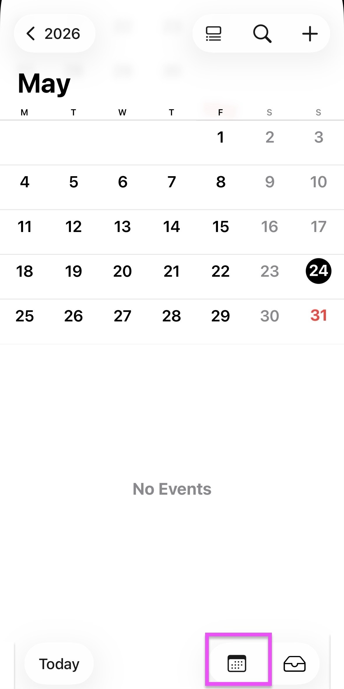 iPhone Calendar app showing the Add Calendar option